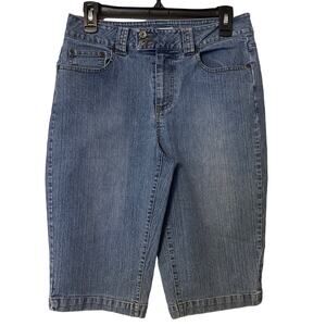 St Johns Bay Jean Capris Stretch Mid Rise Blue Sz 8 Denim Stretch Straight Leg